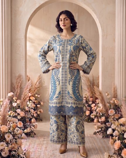 2 Piece Printed Beige Suit Article 16