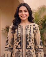 2 Piece Printed Beige Suit – Article 5 Print Detail