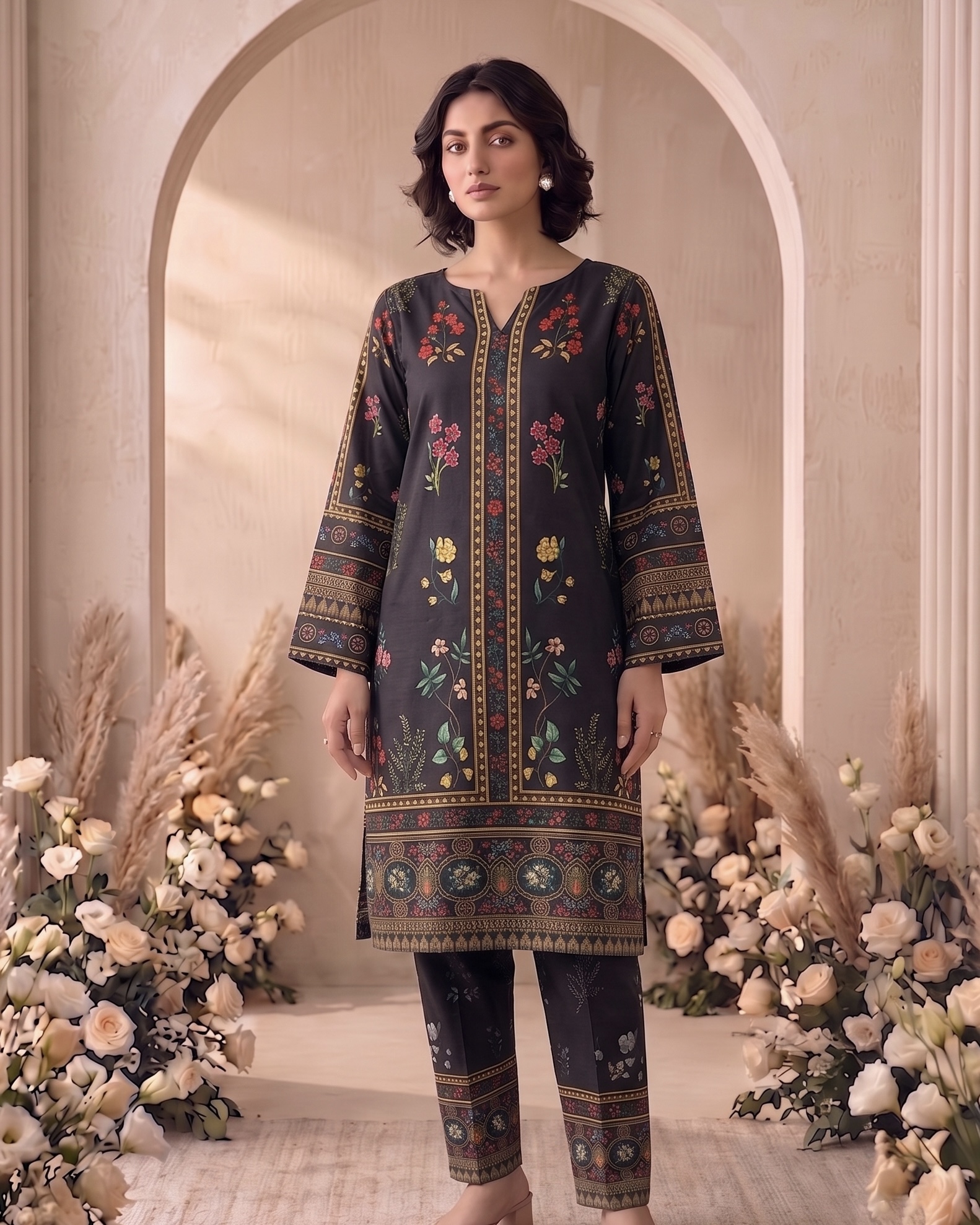 2-piece-printed-charcoal-black-article-6 (1) 2 Piece Printed Charcoal Black Suit Article 6