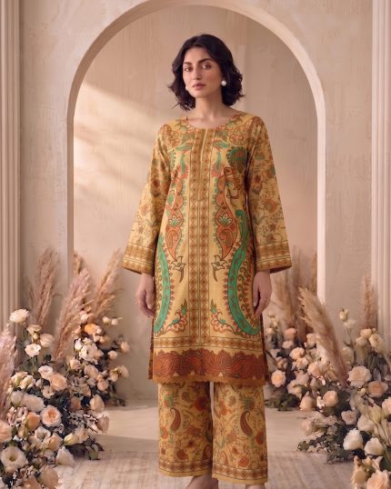 2 Piece Printed Mustard Suit Article 3