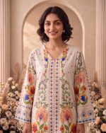 2 Piece Printed Off White Suit – Article 12 Front View