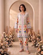 2 Piece Printed Off White Suit Article 12