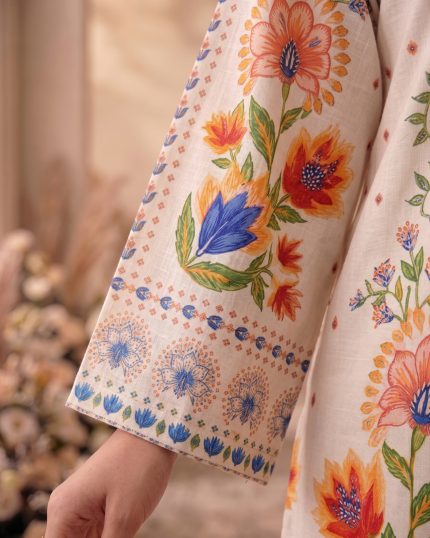 2 Piece Printed Off White Suit – Article 12 Print Detail