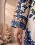 2 Piece Printed White Blue Suit – Article 7 Front View