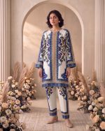 2 Piece Printed White Blue Suit Article 7