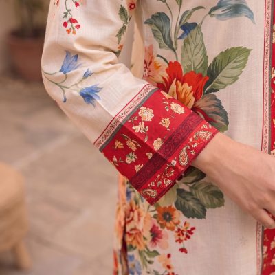 2 Piece Printed Beige Suit – Article 21 Print Detail