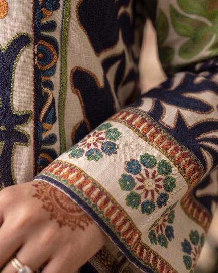 2 Piece Printed Off White Suit – Article 20 Print Detail