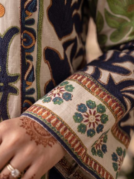 2 Piece Printed Off White Suit – Article 20 Print Detail