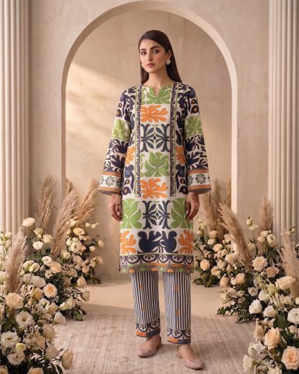 2 Piece Printed Off White Suit Article 20