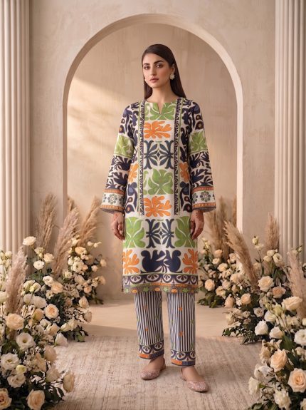 2 Piece Printed Off White Suit Article 20