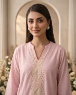 2 Piece Chikan Kari Baby Pink Suit – Article 5 Chikan Kari Detail