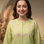 2 Piece Chikan Kari Pista Green Suit Article