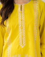 2 Piece Embroidered Yellow Suit – Article Front View