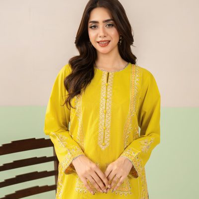 2 Piece Embroidered Yellow Suit Article