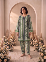 2 Piece Printed Green White Suit Article 15