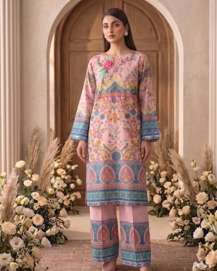 2 Piece Printed Light Pink Suit Article 17