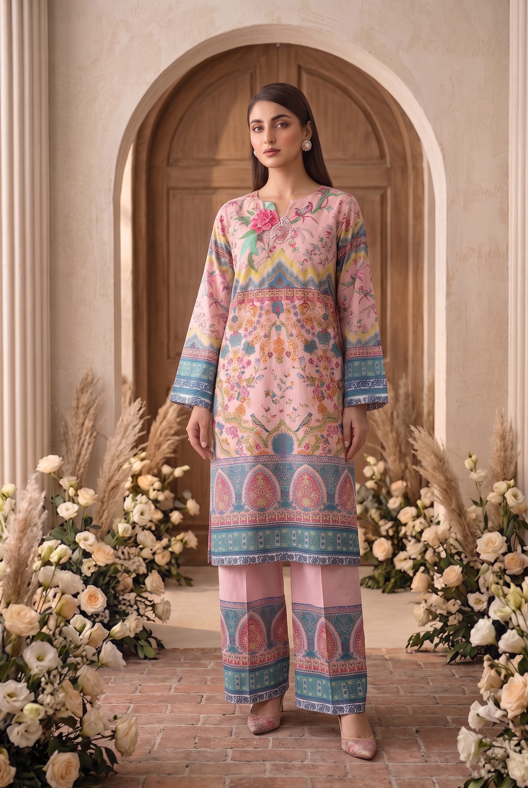 2pieces-printed-light-pink-article-17 (1) 2 Piece Printed Light Pink Suit Article 17