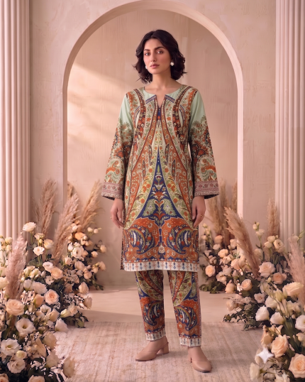 2 Piece Printed Sea Green Suit Article 14