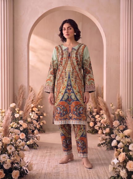 2 Piece Printed Sea Green Suit Article 14