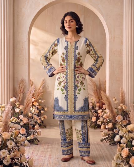 2 Piece Printed White Suit Article 18